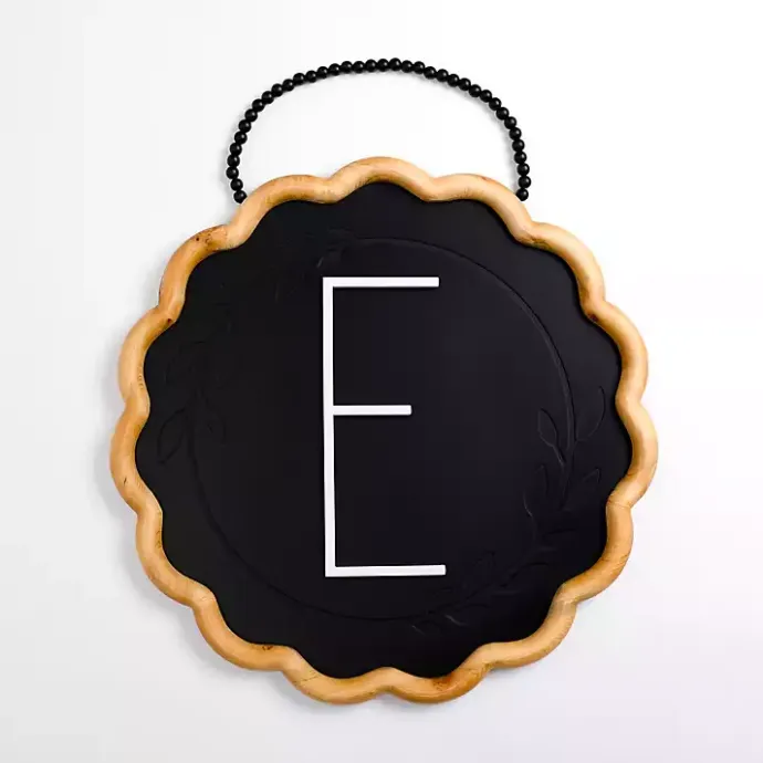 Kirklands Home Black Scalloped Monogram E Wall Plaque