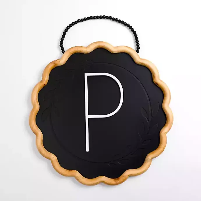 Kirklands Home Black Scalloped Monogram P Wall Plaque