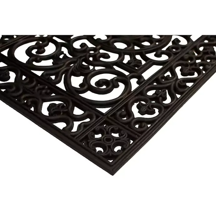 Discount Kirklands Home Scroll Border Rubber Doormat, 36x24 Black
