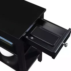 Kirklands Home 2-Shelf Charging Accent Table Black