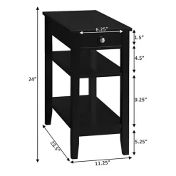 Kirklands Home 2-Shelf Charging Accent Table Black