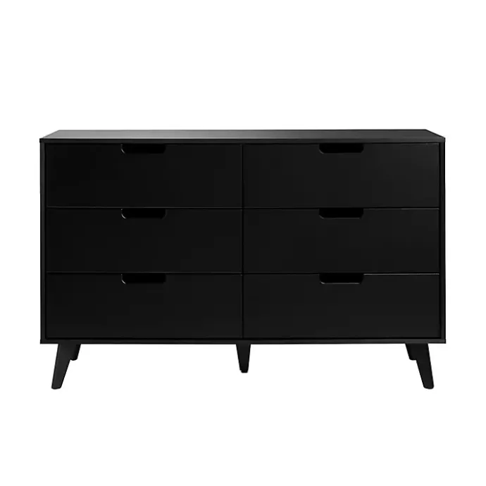 Outlet Kirklands Home Simple Grooved Handle 6-Drawer Dresser Black