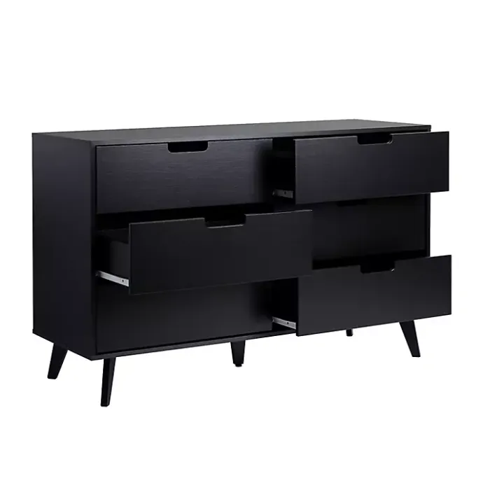 Outlet Kirklands Home Simple Grooved Handle 6-Drawer Dresser Black