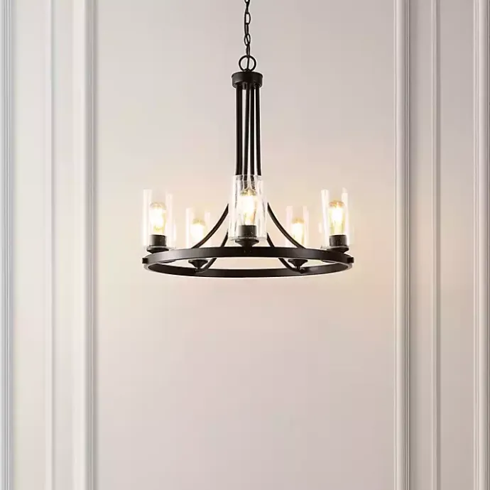 Hot Kirklands Home Sloped Round Adjustable Chandelier Black