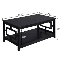 Discount Kirklands Home Square Cut-Out Sides Coffee Table Black