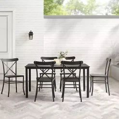 New Kirklands Home Steel Farmhouse 7-pc. Outdoor Dining Set Black