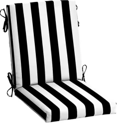 New Kirklands Home Stripe Luxe Outdoor Dining Chair Cushion Black
