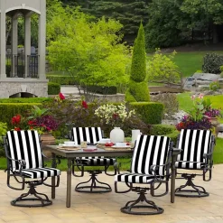 New Kirklands Home Stripe Luxe Outdoor Dining Chair Cushion Black