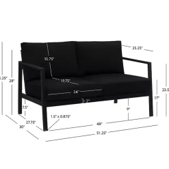 Outlet Kirklands Home Sunbrella Cushions Holland Outdoor Loveseat Black