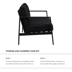 Outlet Kirklands Home Sunbrella Cushions Holland Outdoor Loveseat Black