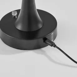 Outlet Kirklands Home Tapered Dome Frosted Light Cordless Lamp Black