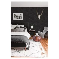 Hot Kirklands Home Textured Grassweave Peel & Stick Wallpaper Black