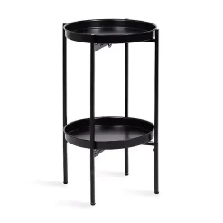 Kirklands Home 2-Tier Foldable Cienna Accent Table Black
