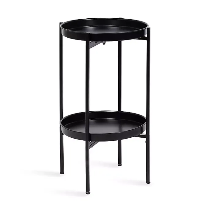 Kirklands Home 2-Tier Foldable Cienna Accent Table Black