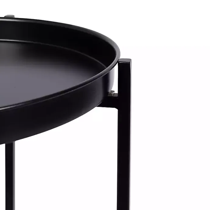 Kirklands Home 2-Tier Foldable Cienna Accent Table Black