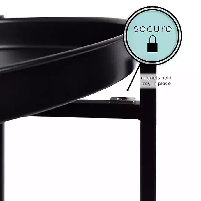 Kirklands Home 2-Tier Foldable Cienna Accent Table Black