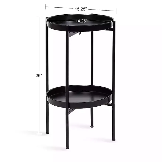 Kirklands Home 2-Tier Foldable Cienna Accent Table Black