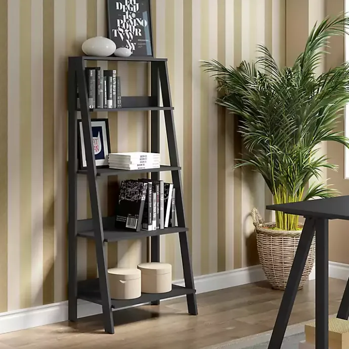 Hot Kirklands Home 4-Tier Ladder Bookshelf Black