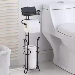 Hot Kirklands Home Toilet Paper Storage Stand with Basket Black