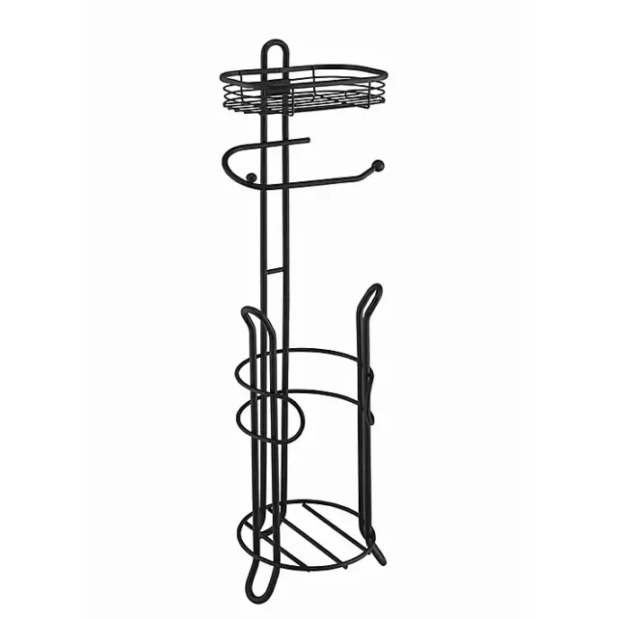 Hot Kirklands Home Toilet Paper Storage Stand with Basket Black