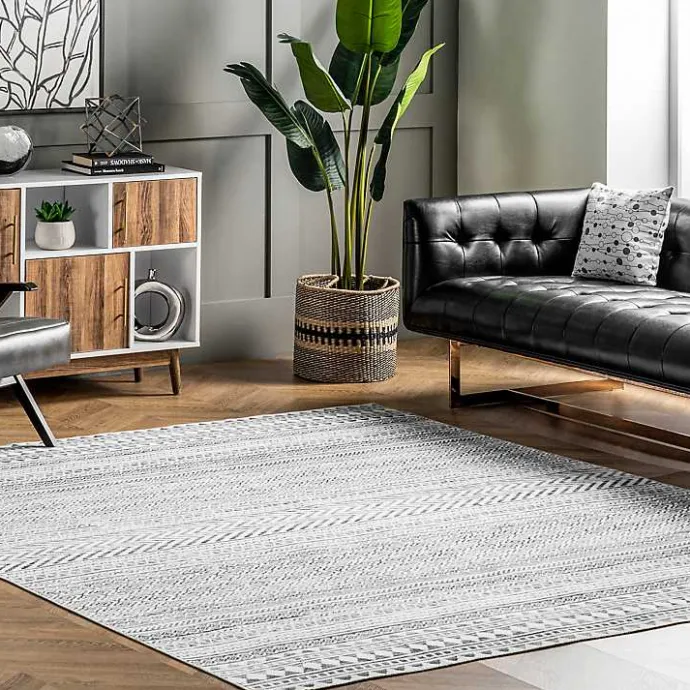 Hot Kirklands Home Black Tribal Geometric Washable Area Rug, 6x9
