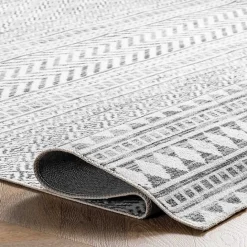 Hot Kirklands Home Black Tribal Geometric Washable Area Rug, 6x9