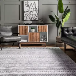 New Kirklands Home Black Tribal Geometric Washable Area Rug, 8x10