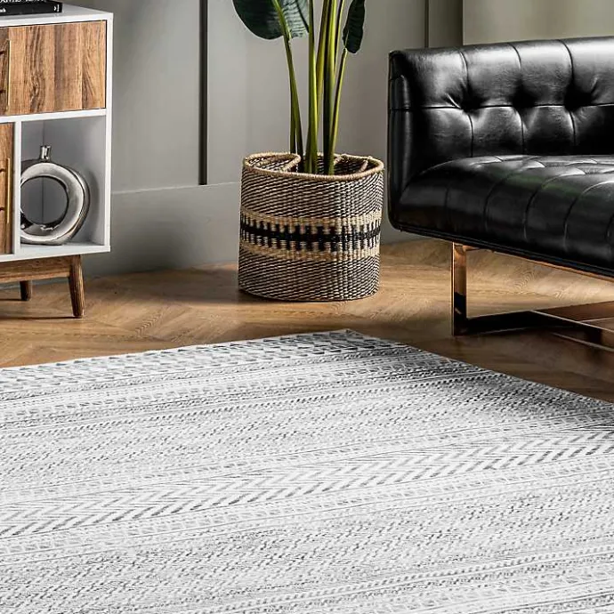 New Kirklands Home Black Tribal Geometric Washable Area Rug, 8x10