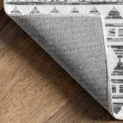 Discount Kirklands Home Black Tribal Geometric Washable Area Rug, 5x8