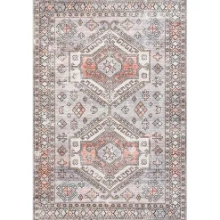 New Kirklands Home Black Tribal Motif Washable Area Rug, 5x8