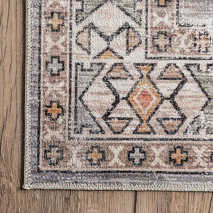 New Kirklands Home Black Tribal Motif Washable Area Rug, 5x8