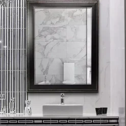 New Kirklands Home Black Two Step Beveled Frame Vanity Mirror