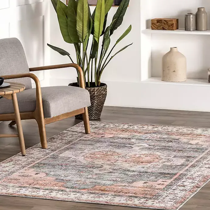 Clearance Kirklands Home Black Vintage Motif Washable Area Rug, 5x8