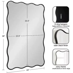 Discount Kirklands Home Black Wavy Beveled Rectangular Wall Mirror