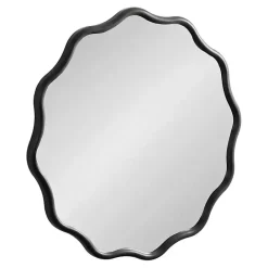 Kirklands Home Wavy Scallop Round Wall Mirror Black
