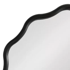 Kirklands Home Wavy Scallop Round Wall Mirror Black