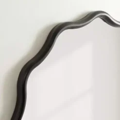 Kirklands Home Wavy Scallop Round Wall Mirror Black