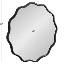 Kirklands Home Wavy Scallop Round Wall Mirror Black