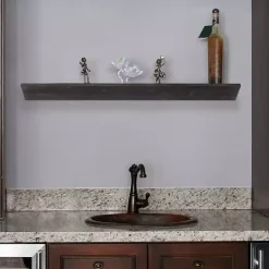 Best Kirklands Home Black Wedge Wood Large Floating Shelf