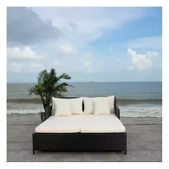 Hot Kirklands Home Black Wicker Outdoor Daybed