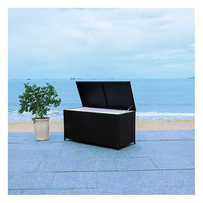 Kirklands Home Wicker Outdoor Storage Box Black