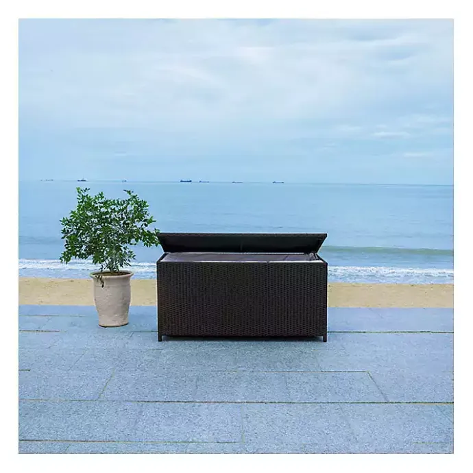 Kirklands Home Wicker Outdoor Storage Box Black