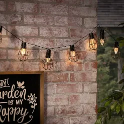 Hot Kirklands Home Wire Cage Solar Outdoor String Lights Black