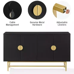 Outlet Kirklands Home Wood & Gold Metal Sideboard Black