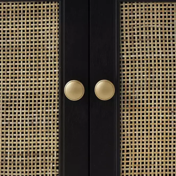 Outlet Kirklands Home Wood & Natural Rattan 2-Door Cabinet Black