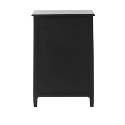 Kirklands Home Wood & Natural Rattan Wine Bottle Cabinet Black