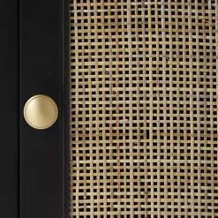 Outlet Kirklands Home Wood & Natural Rattan Small Cabinet Black