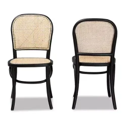 Outlet Kirklands Home Black Wood & Rattan Bree Dining Chairs, Set of 2