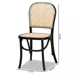 Outlet Kirklands Home Black Wood & Rattan Bree Dining Chairs, Set of 2