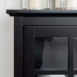 Kirklands Home Wood and Glass Buffet Cabinet Black